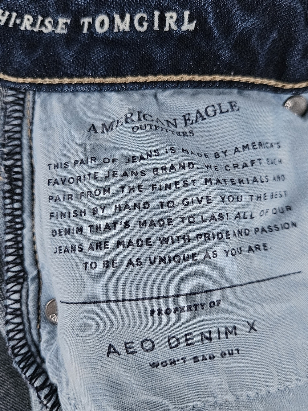 American Eagle Outfitters Hi-Rise Jeans Denim, Tomgirl Fit — Blue,Navy